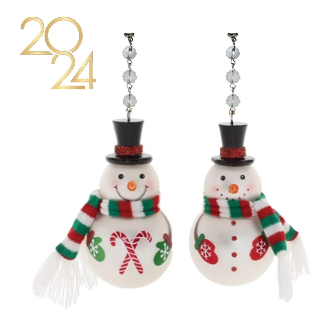 SNOWMAN w/ RED/GREEN SCARF (Set/1) MAGNETIC CHANDELIER ORNAMENT - 2 STYLES AVAILABLE