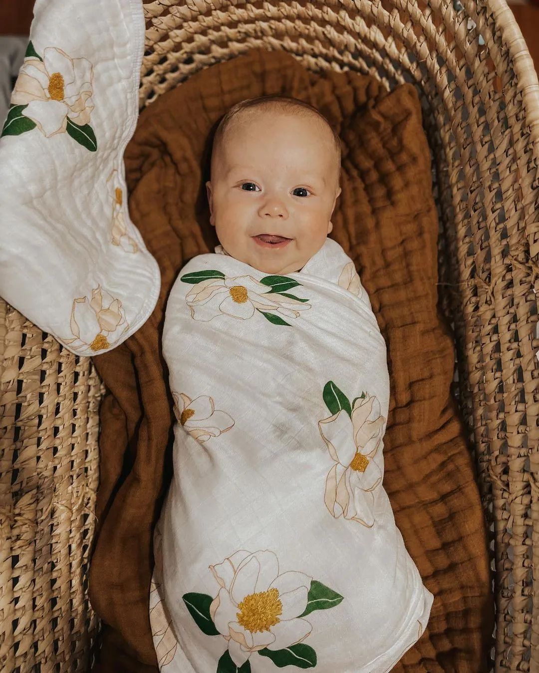 Southern Magnolia swaddle Muslin Blanket