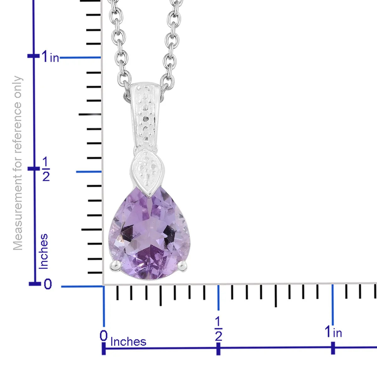 Sterling Silver 2.75ct Rose AMETHYST Pendant with Magnetic 20" Chain
