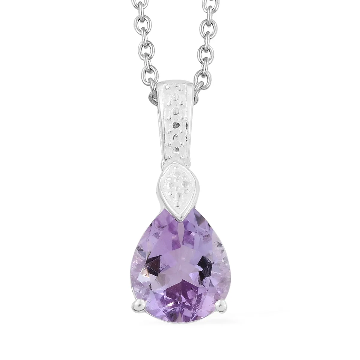 Sterling Silver 2.75ct Rose AMETHYST Pendant with Magnetic 20" Chain