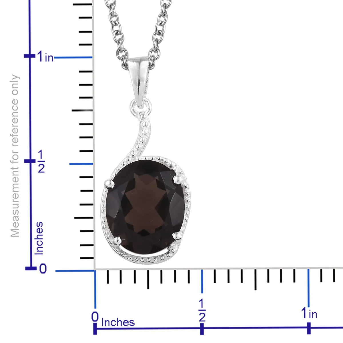 Sterling Silver 4.4 ct. SMOKY QUARTZ Pendant with 20" Chain with Magnetic Clasp