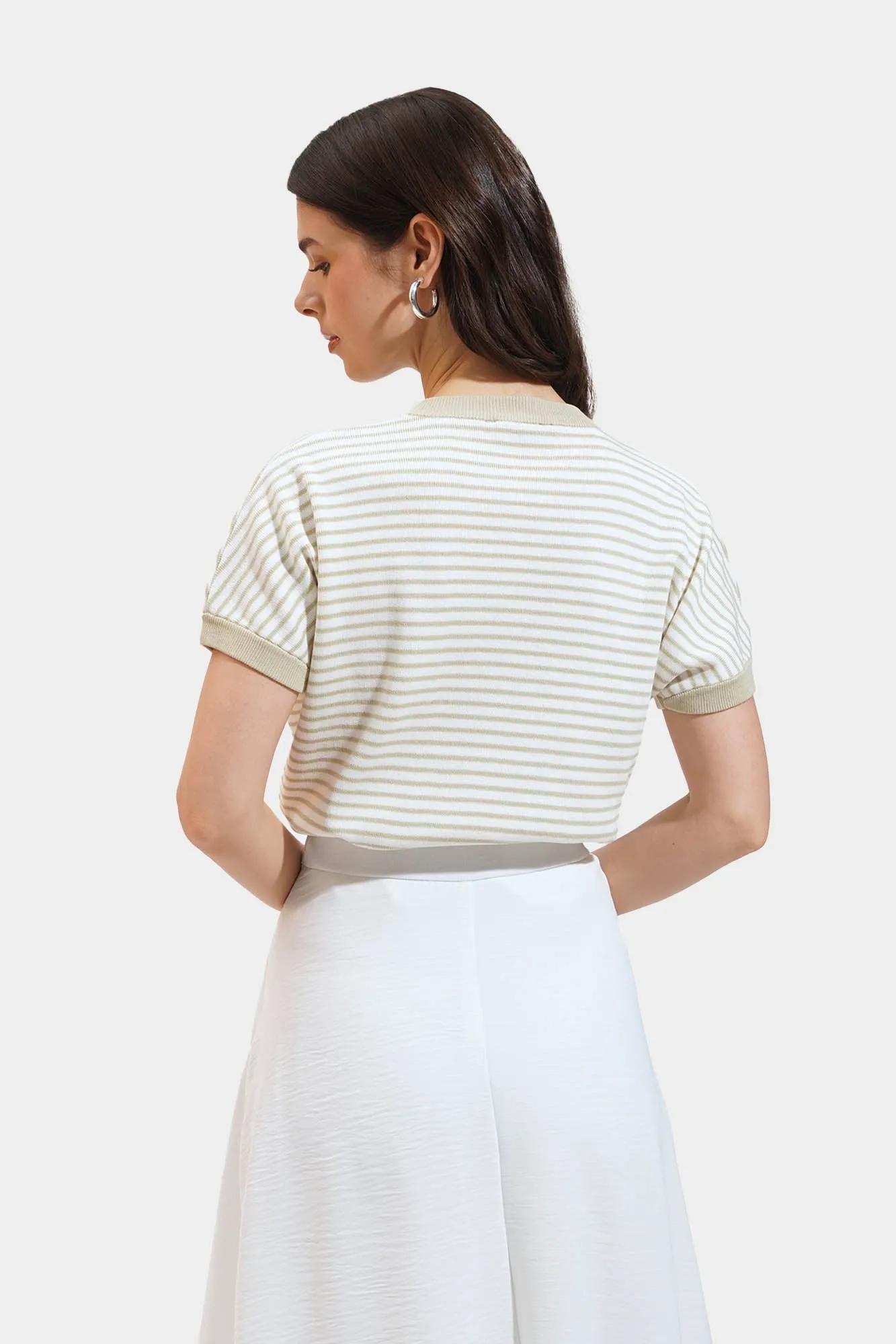 Striped Extended Sleeves Tee