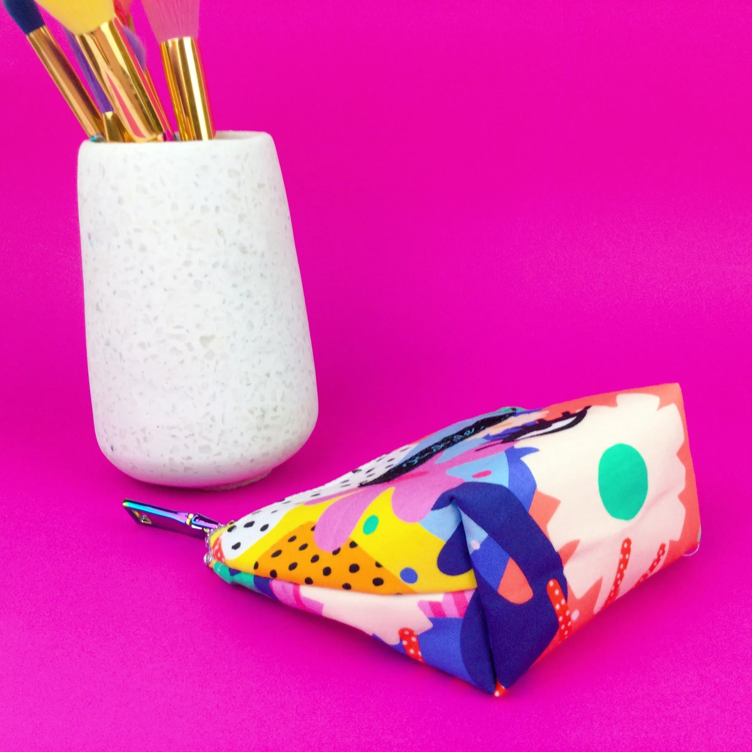 Sunshine and Happiness Small Makeup Bag.  Deb McNaughton Design.