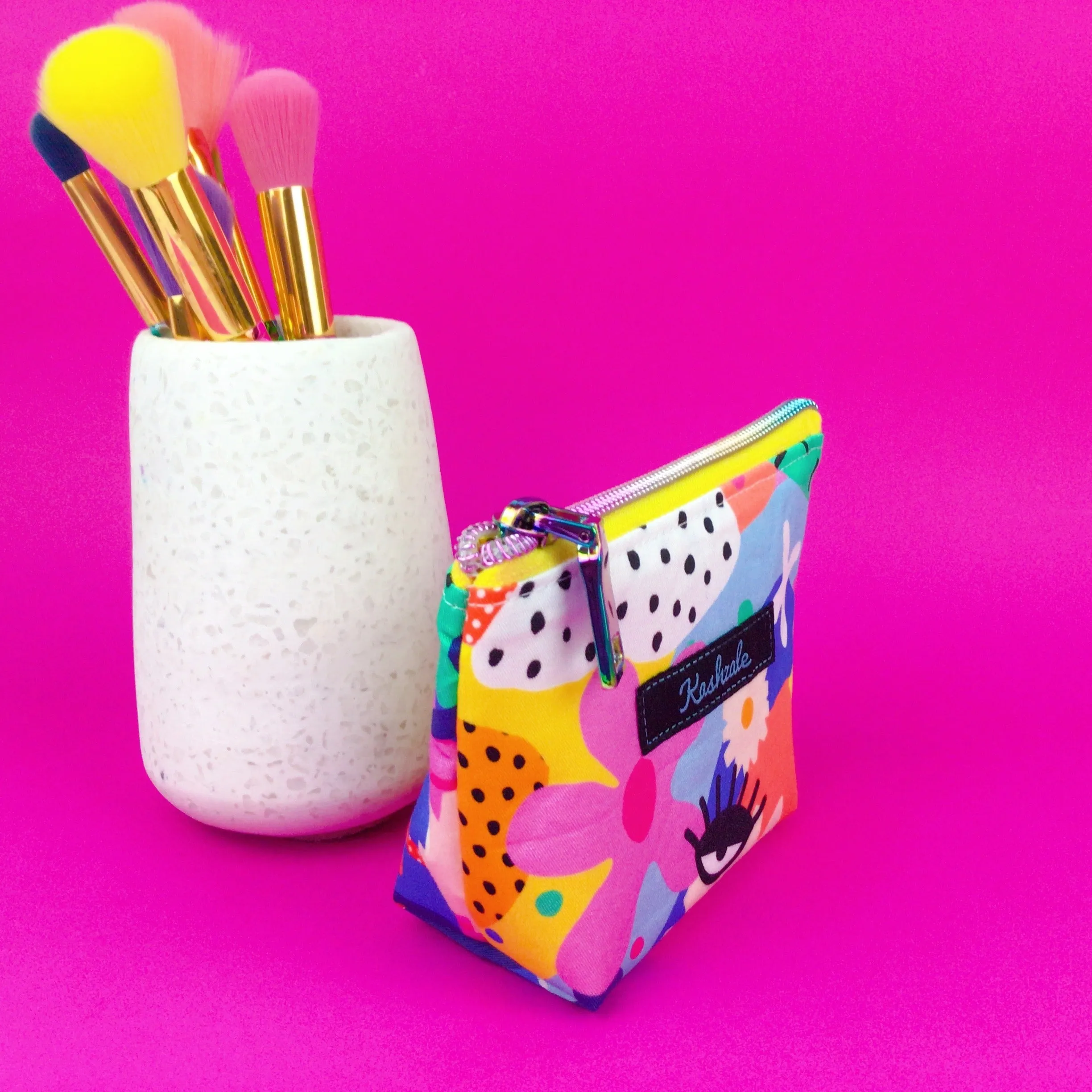 Sunshine and Happiness Small Makeup Bag.  Deb McNaughton Design.