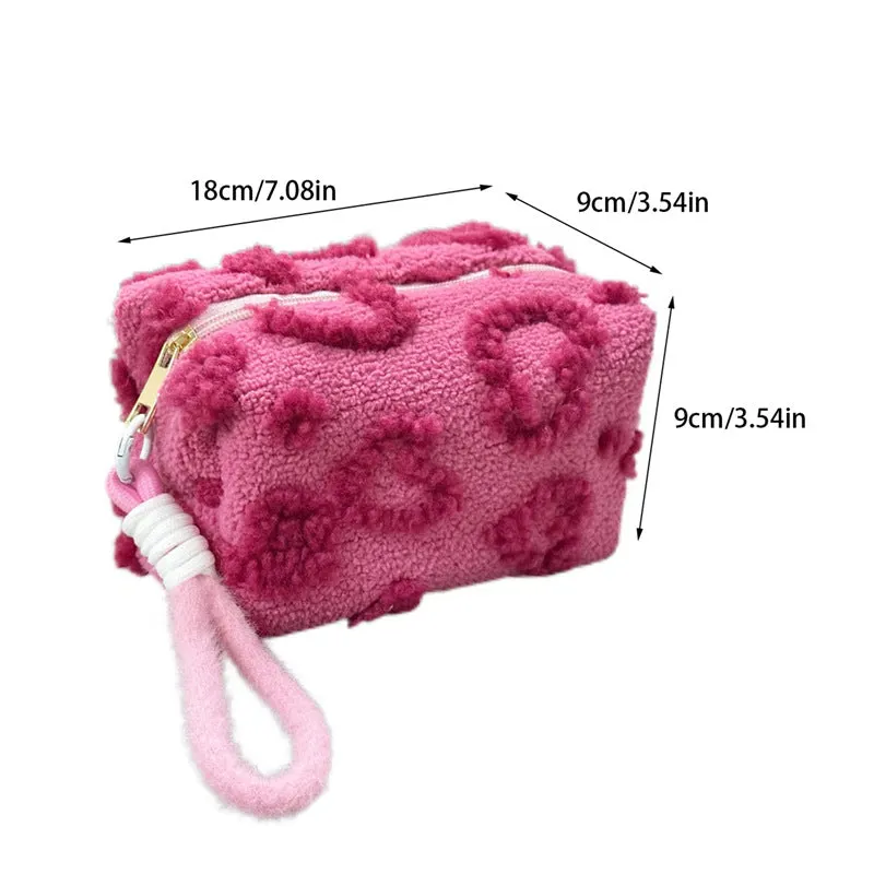 Sweet and Lovely Plush Large-Capacity Cosmetic Storage Bag for Girls, Portable Travel Storage Bag for Toiletries.C-241217-1