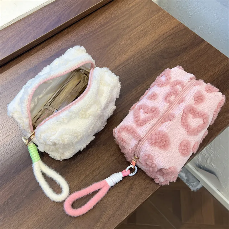 Sweet and Lovely Plush Large-Capacity Cosmetic Storage Bag for Girls, Portable Travel Storage Bag for Toiletries.C-241217-1