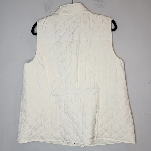 Talbots Cream Quilted Vest Zip Snap Soft Lined Womens Size 1X