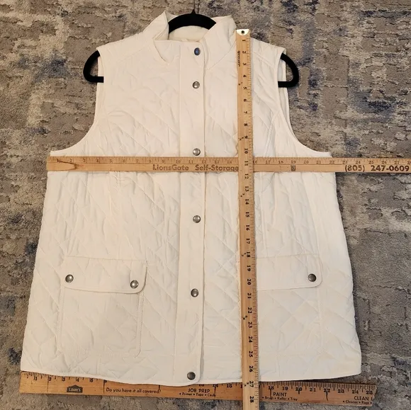 Talbots Cream Quilted Vest Zip Snap Soft Lined Womens Size 1X