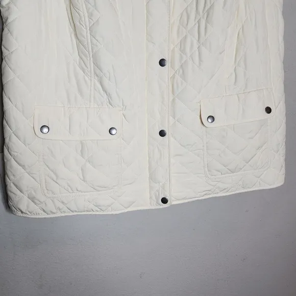 Talbots Cream Quilted Vest Zip Snap Soft Lined Womens Size 1X