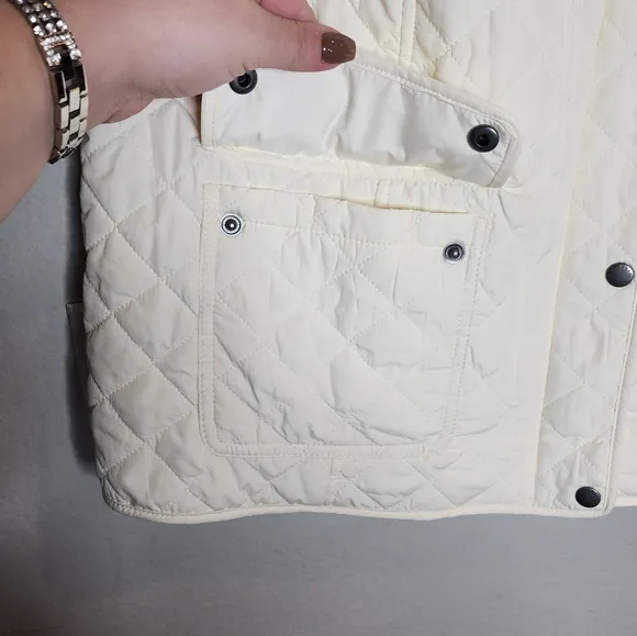 Talbots Cream Quilted Vest Zip Snap Soft Lined Womens Size 1X