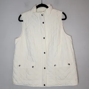 Talbots Cream Quilted Vest Zip Snap Soft Lined Womens Size 1X