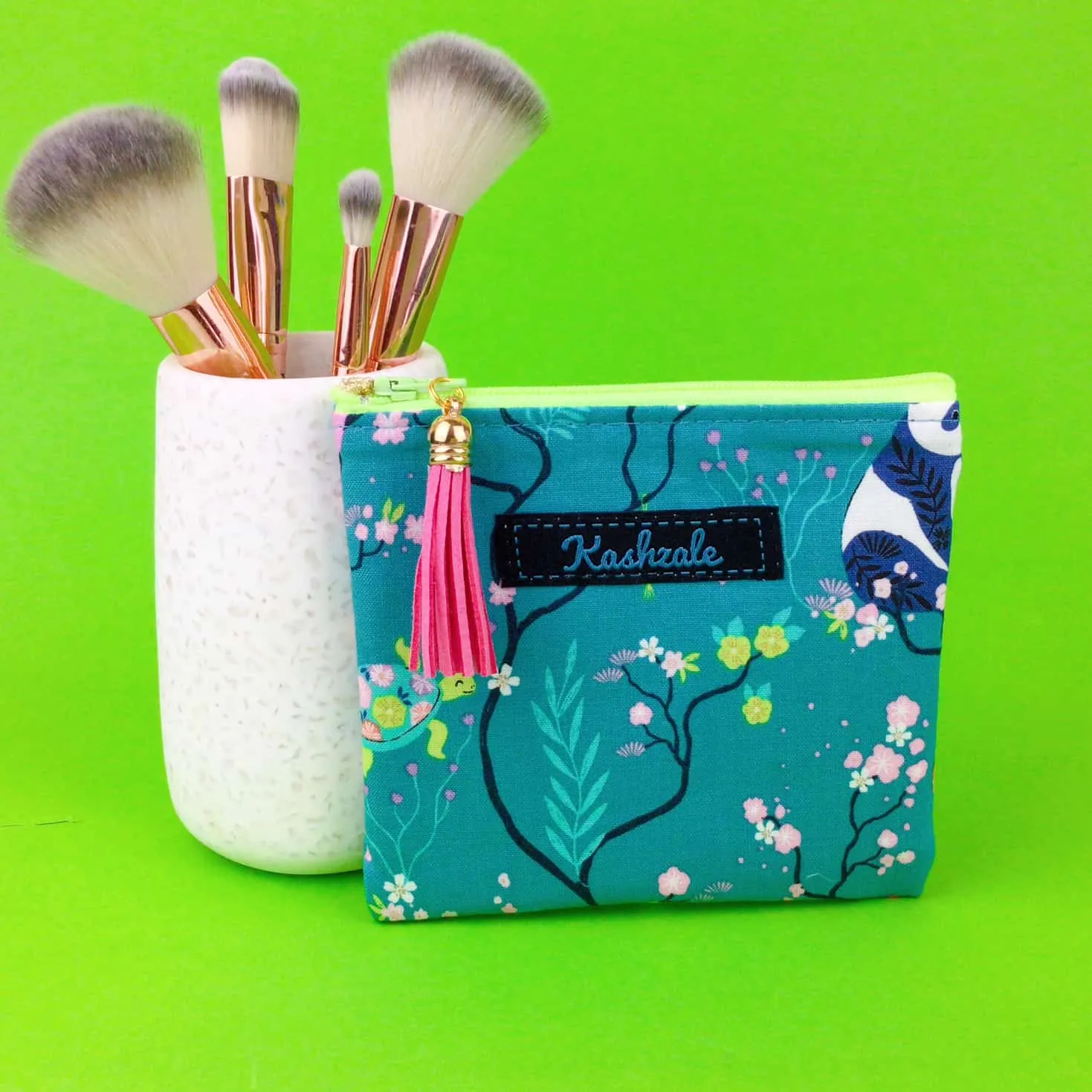 Teal Pandas and Tigers Coin Purse. Teal Coin Purse