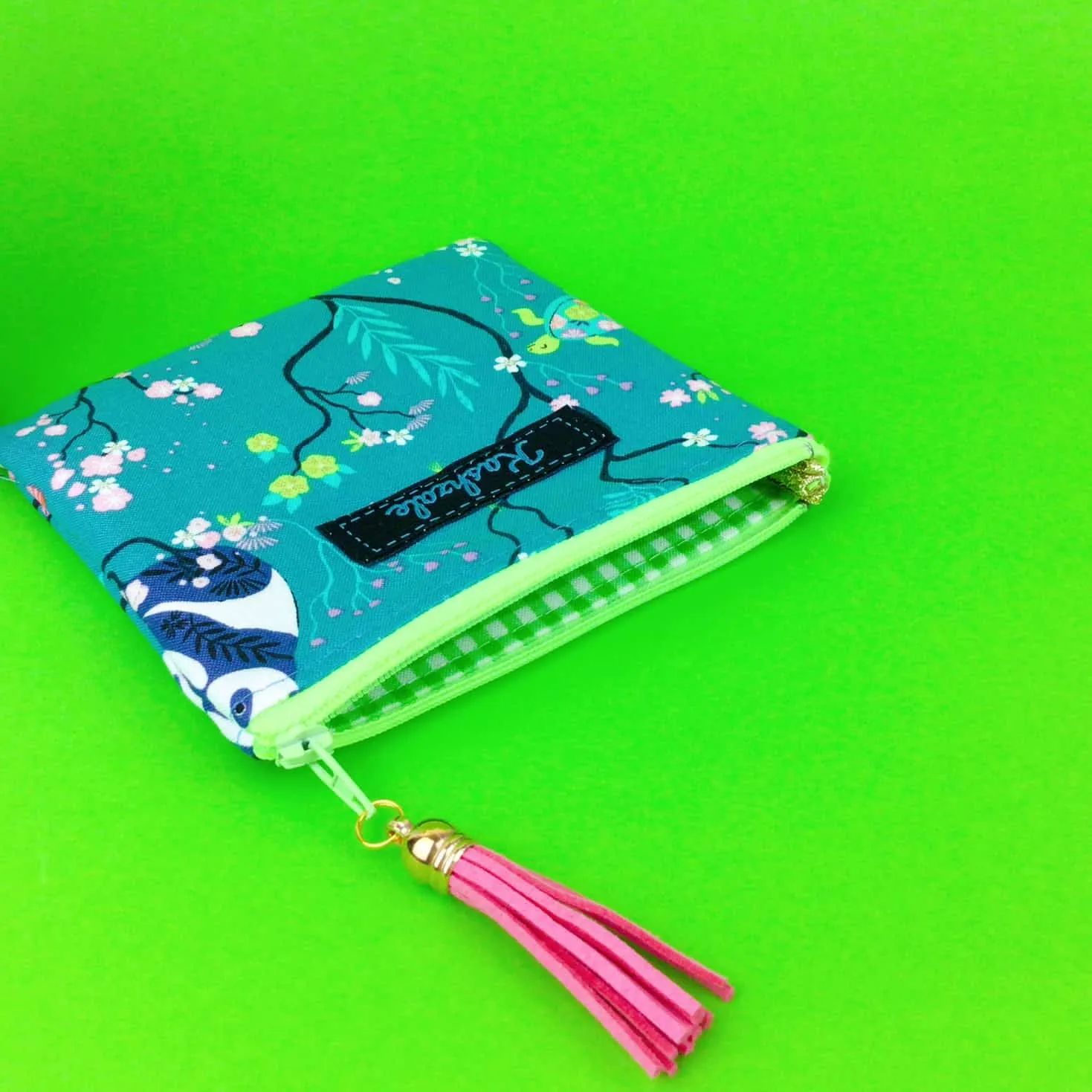 Teal Pandas and Tigers Coin Purse. Teal Coin Purse