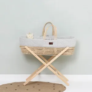 The Little Green Sheep Quilted Moses Basket, Mattress & Stand Bundle