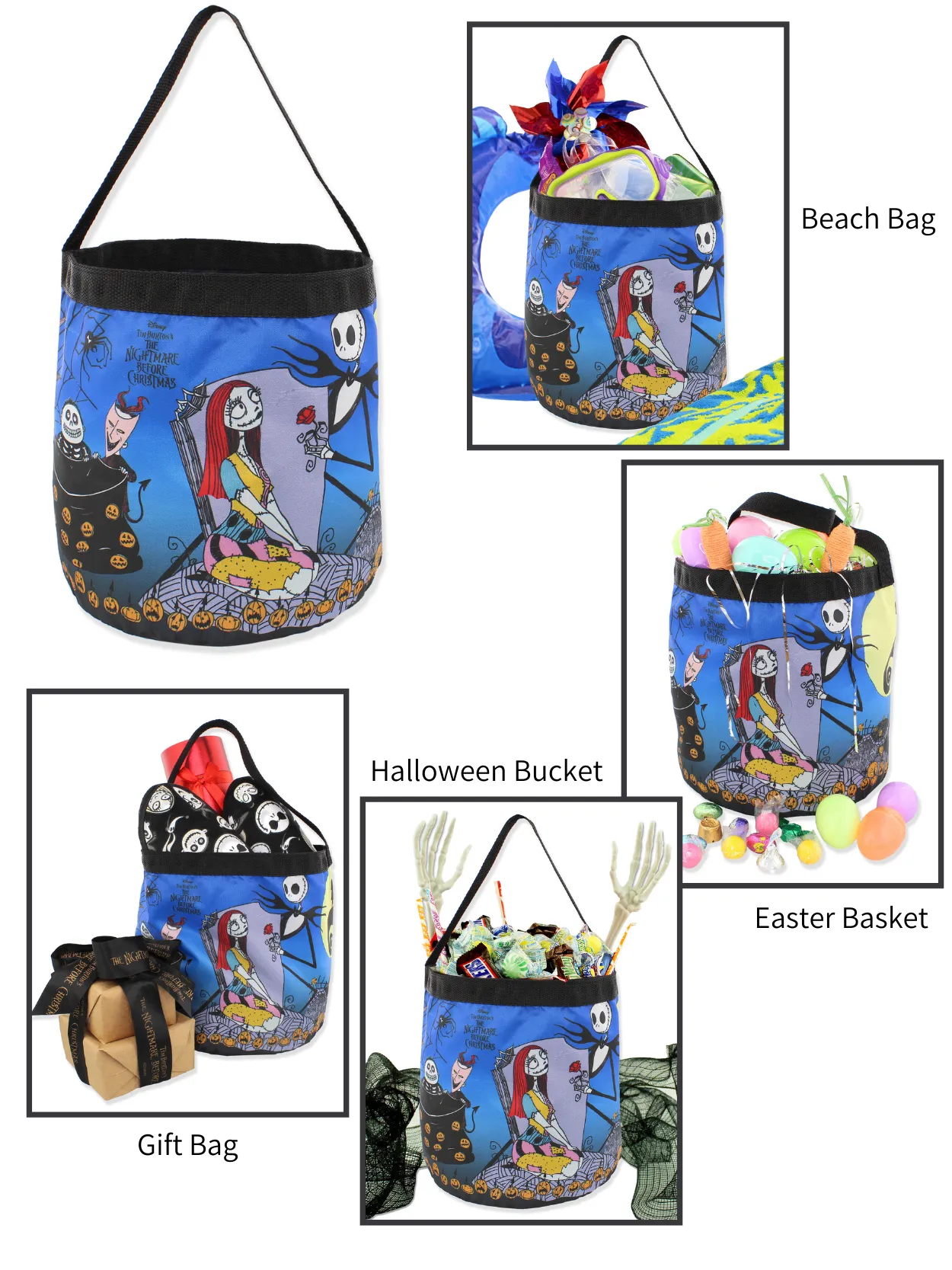 The Nightmare Before Christmas Collapsible Bucket Tote Bag