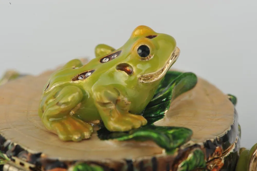 Three Frogs on Tree Trunk
