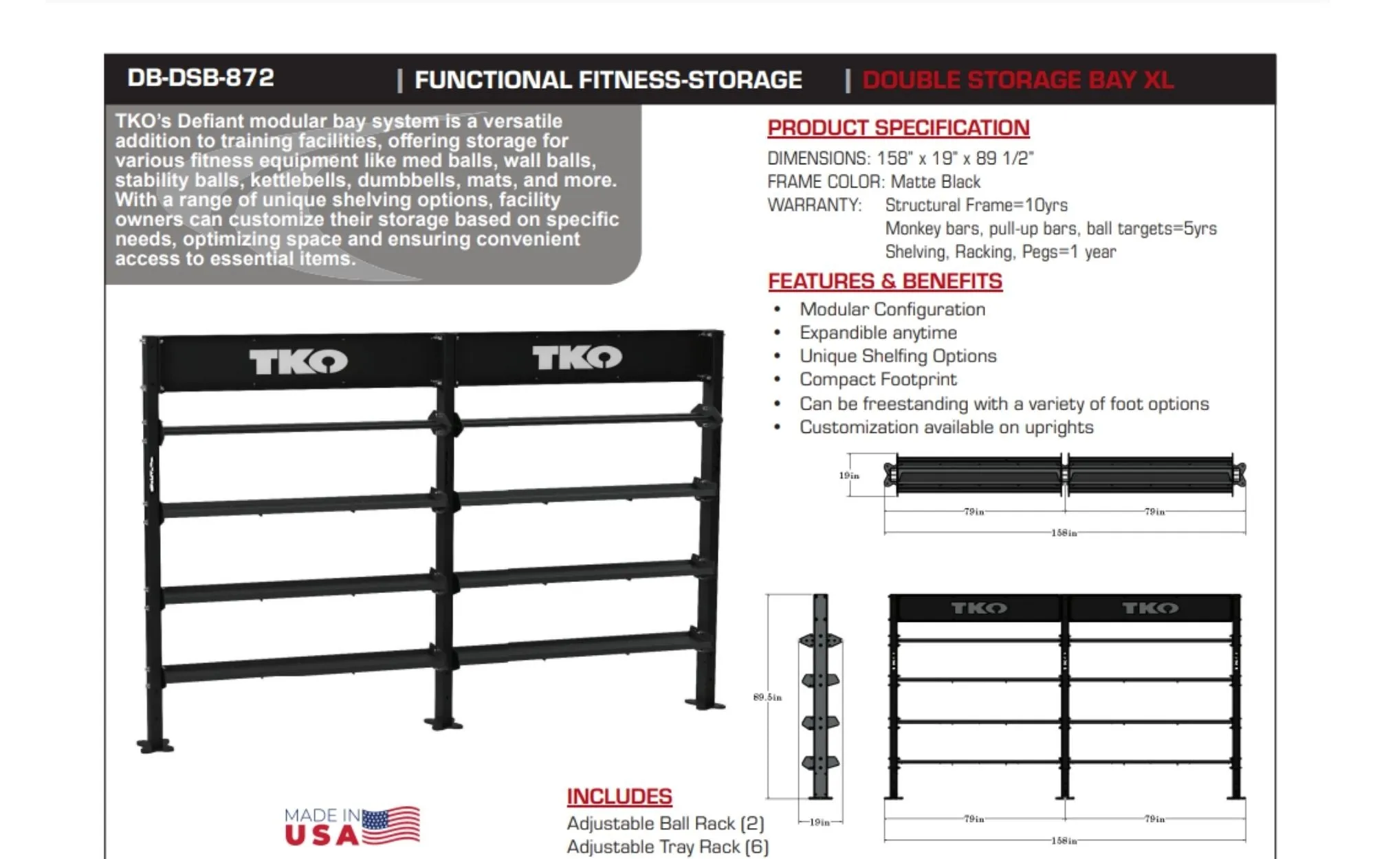 TKO Double Storage Bay XL DB-DSB-872