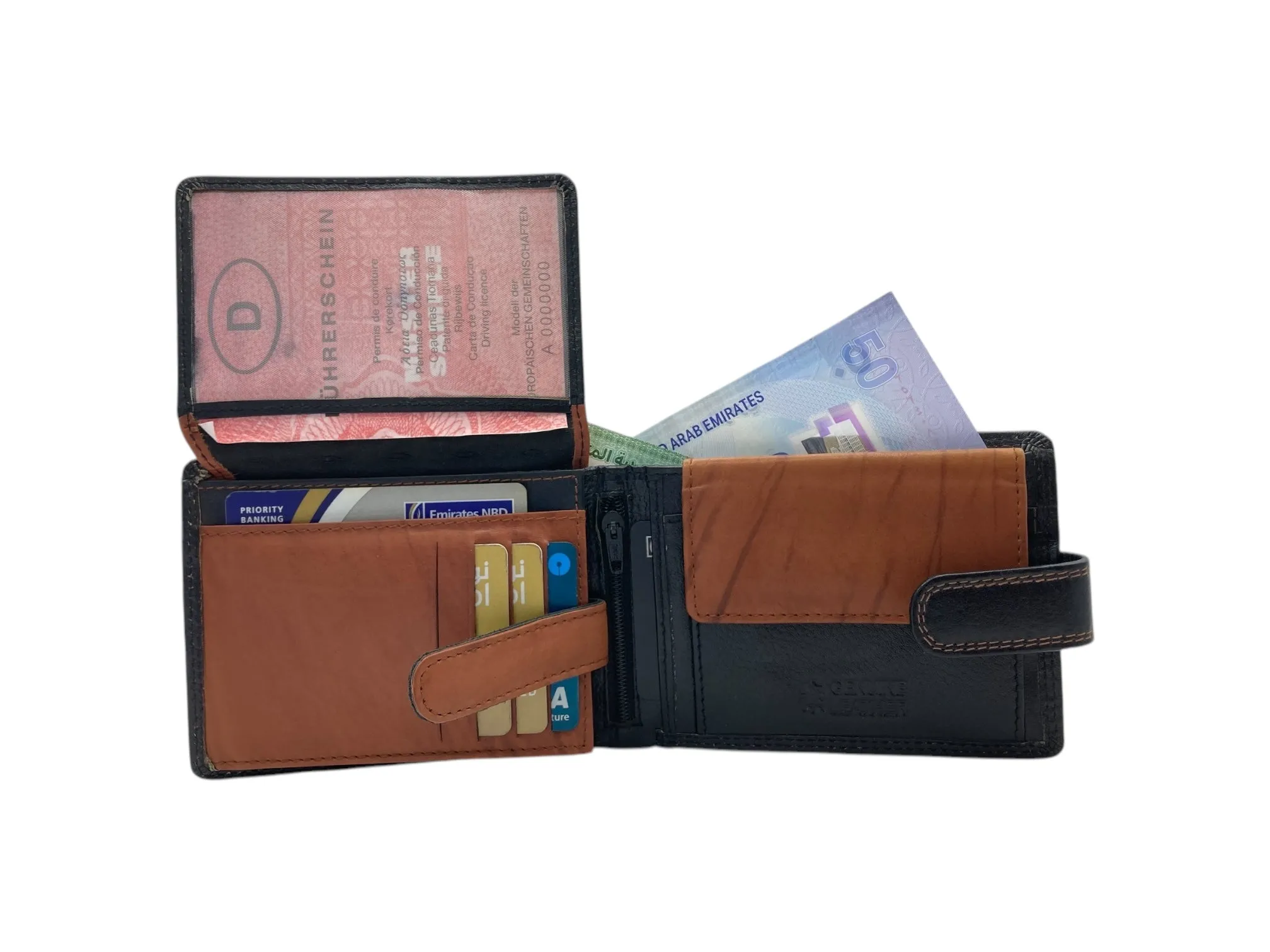 Top Grain Napa Leather Card & Coin Billfold Wallet # 1510L