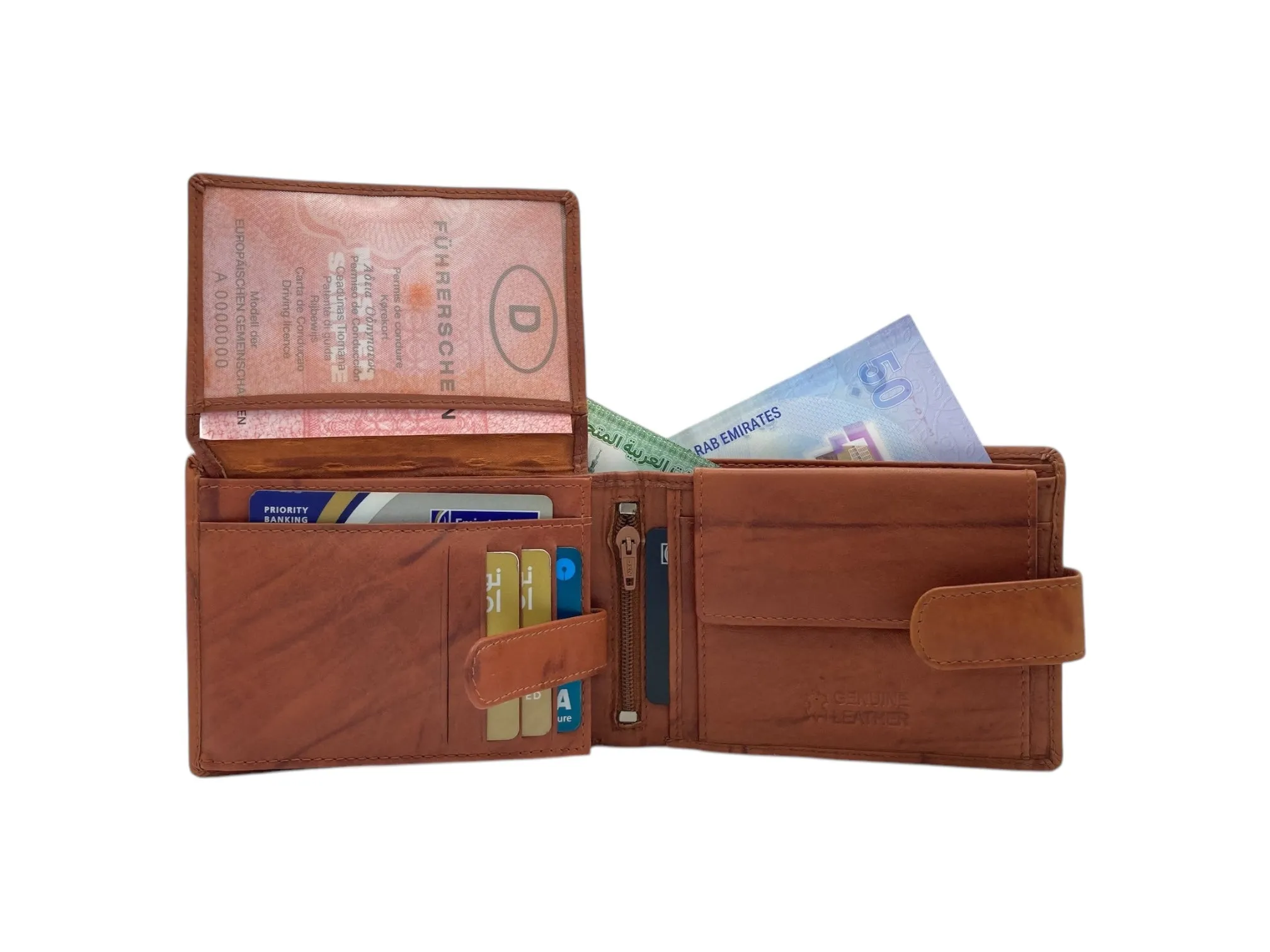 Top Grain Napa Leather Card & Coin Billfold Wallet # 1510L