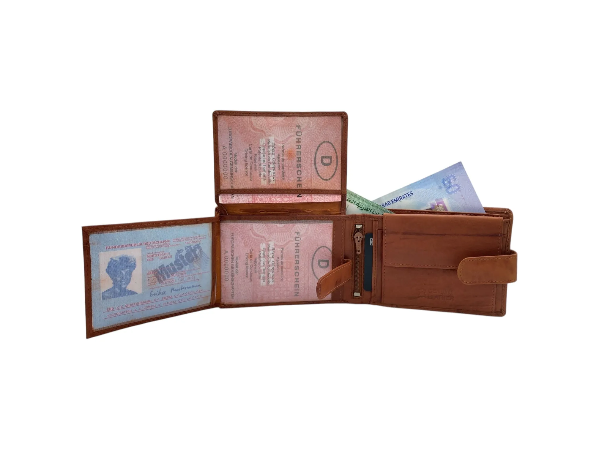 Top Grain Napa Leather Card & Coin Billfold Wallet # 1510L