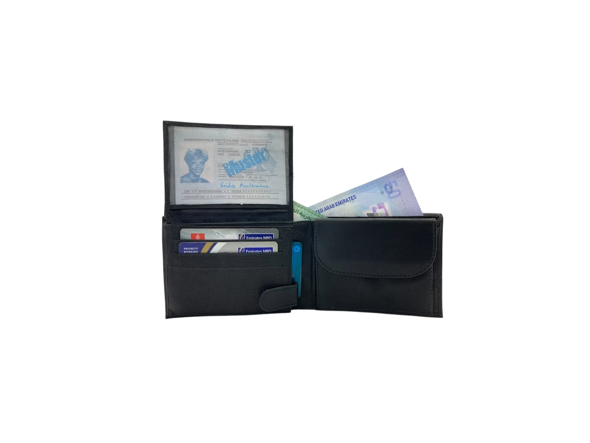 Top Grain Napa Leather Card & Coin Billfold Wallet # 562