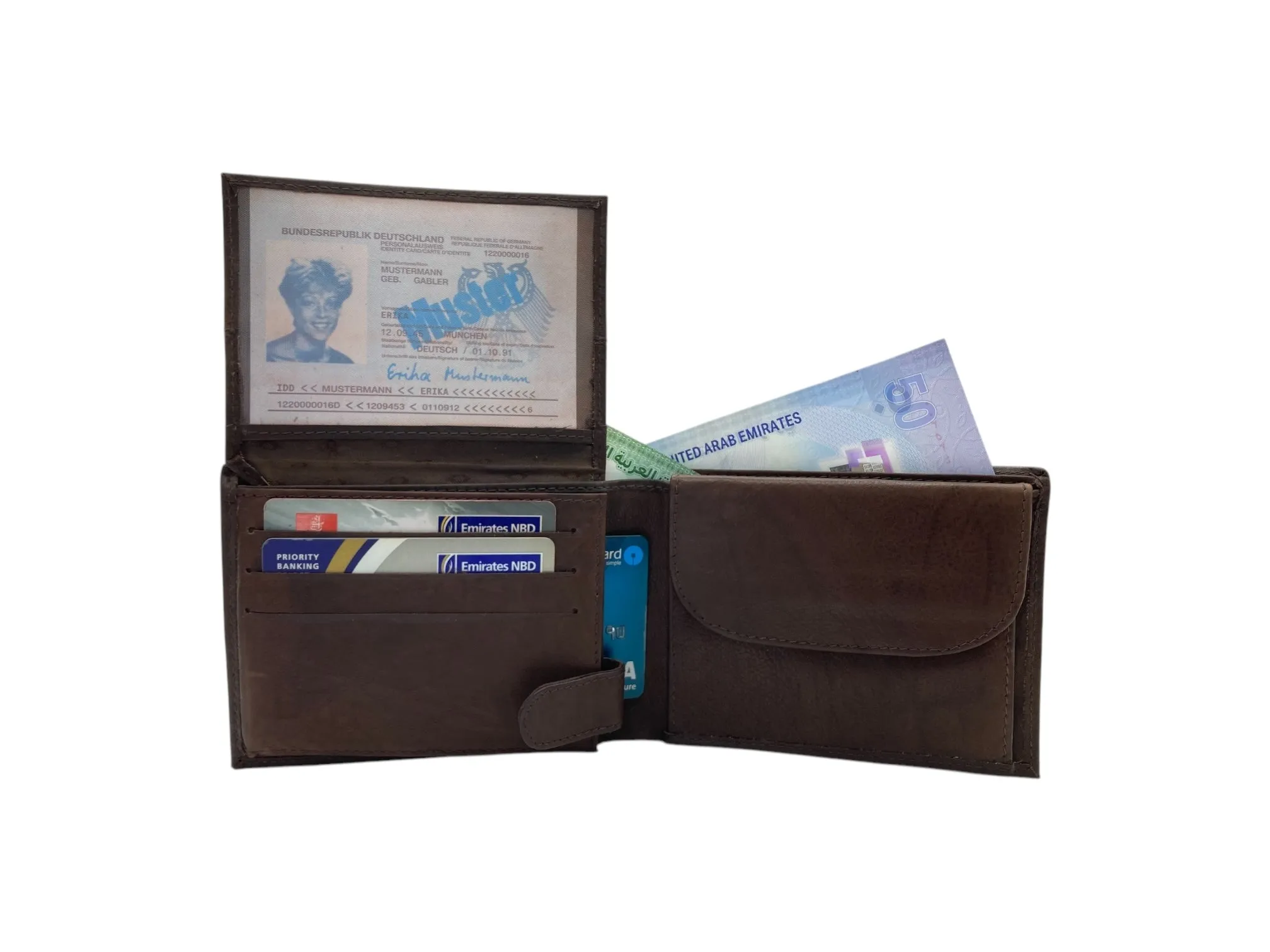 Top Grain Napa Leather Card & Coin Billfold Wallet # 562
