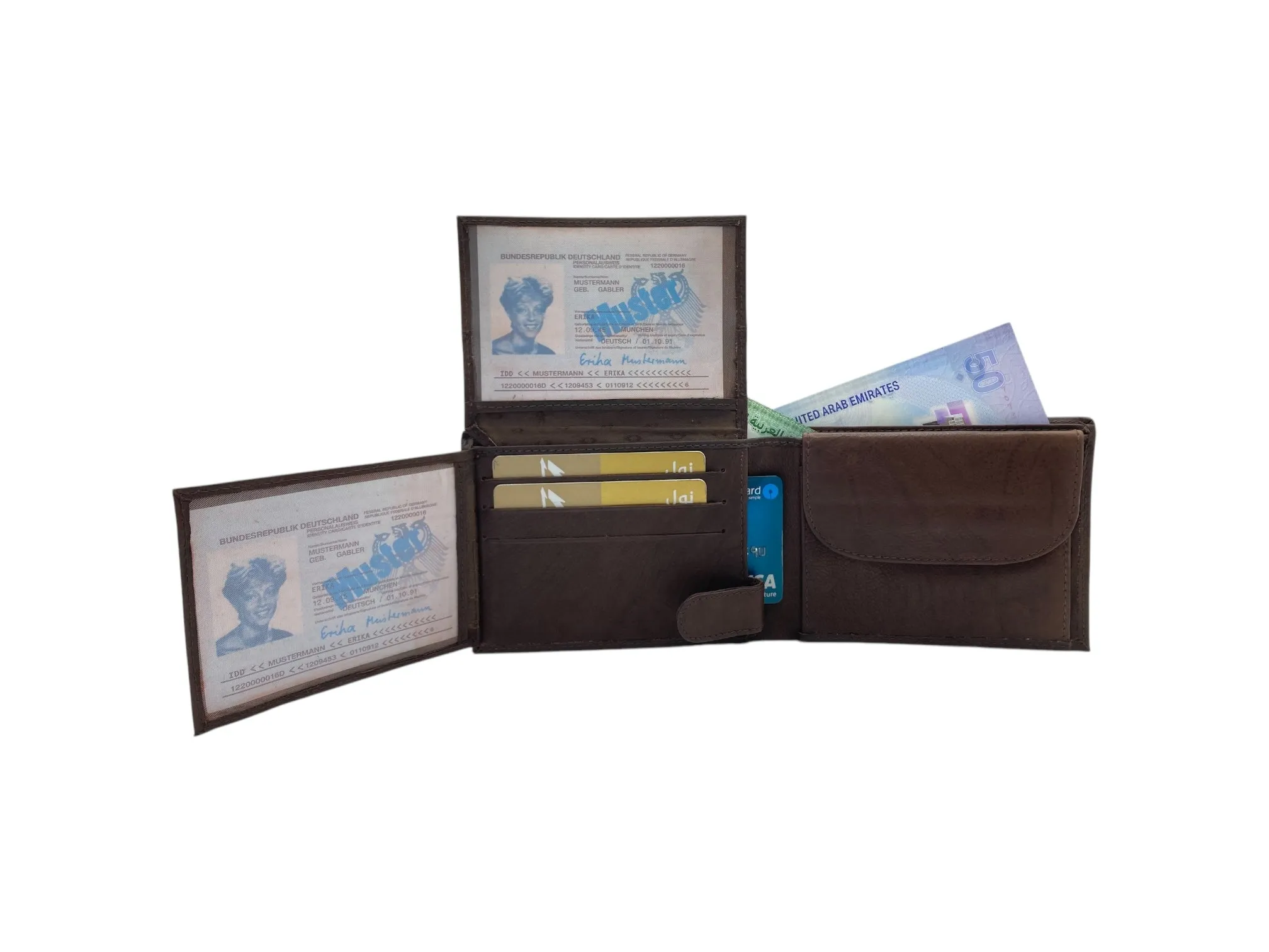Top Grain Napa Leather Card & Coin Billfold Wallet # 562