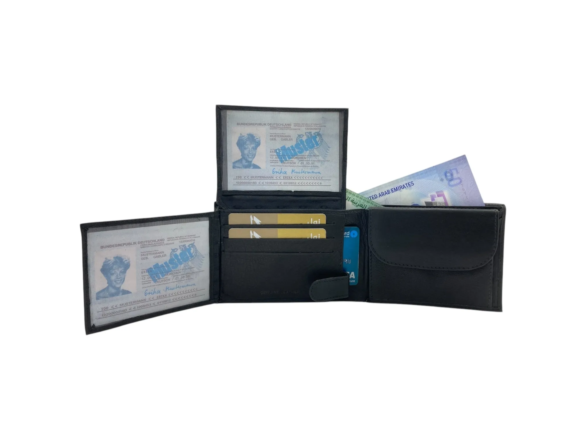 Top Grain Napa Leather Card & Coin Billfold Wallet # 562