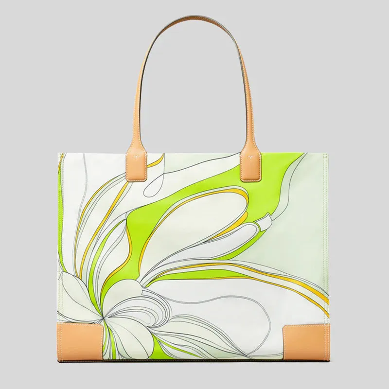 TORY BURCH Ella Tulip Printed Tote Bag Green Multi RB-88237