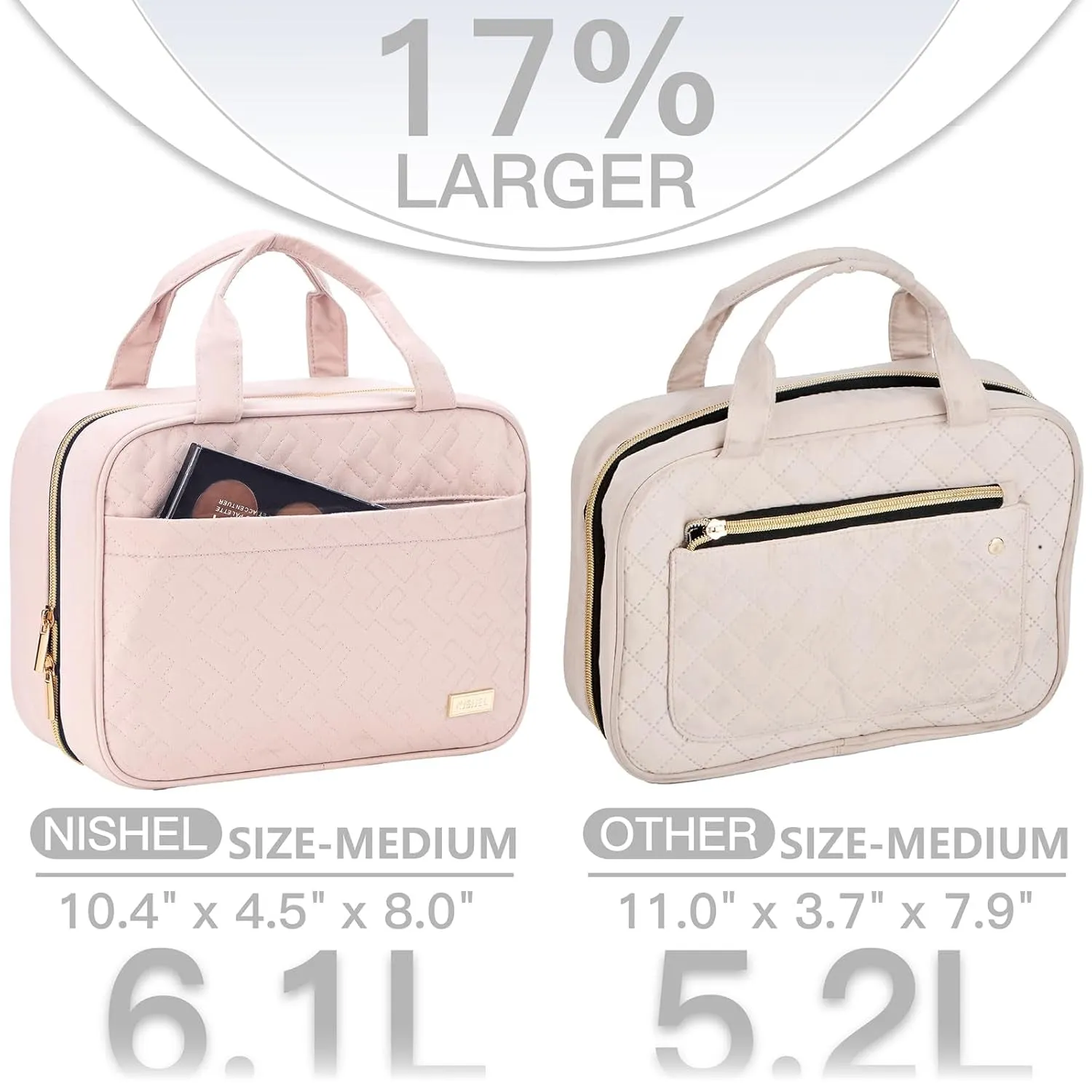 Travel Toiletry Bag for women Hanging Organizer, Pink