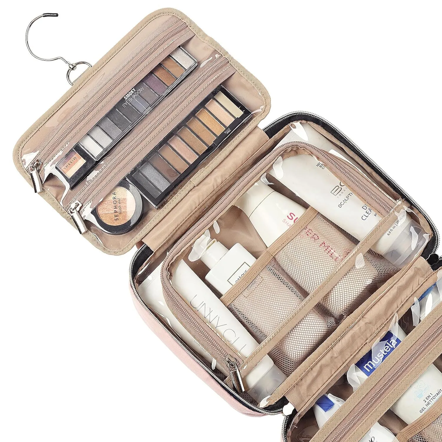 Travel Toiletry Bag for women Hanging Organizer, Pink