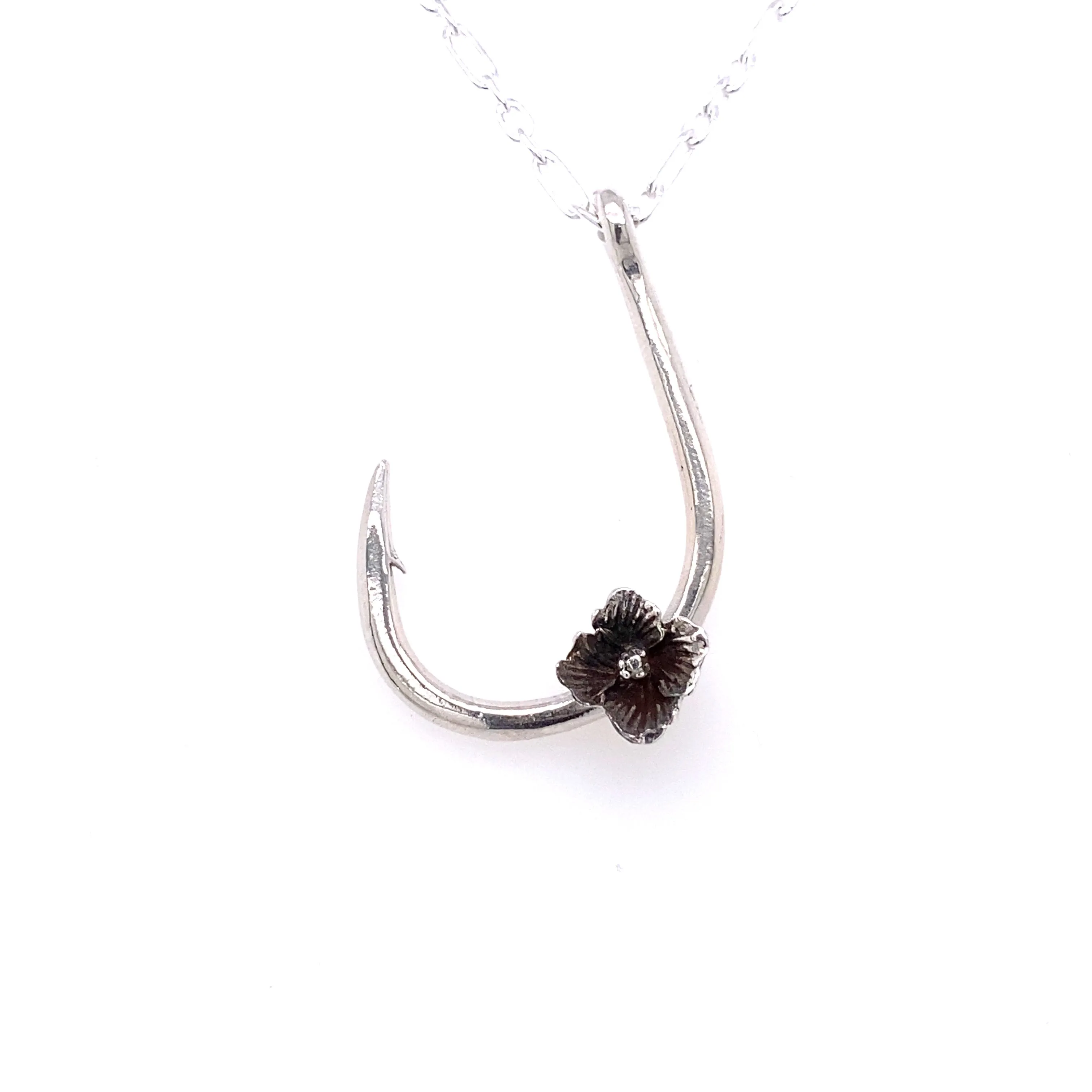 Tuna Hook Necklace with a Cosmo Flower
