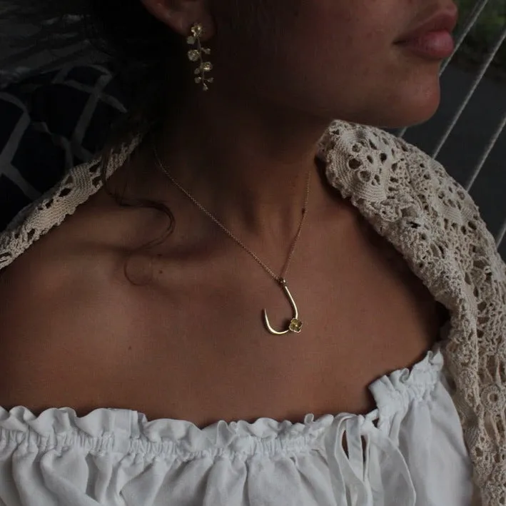 Tuna Hook Necklace with a Cosmo Flower