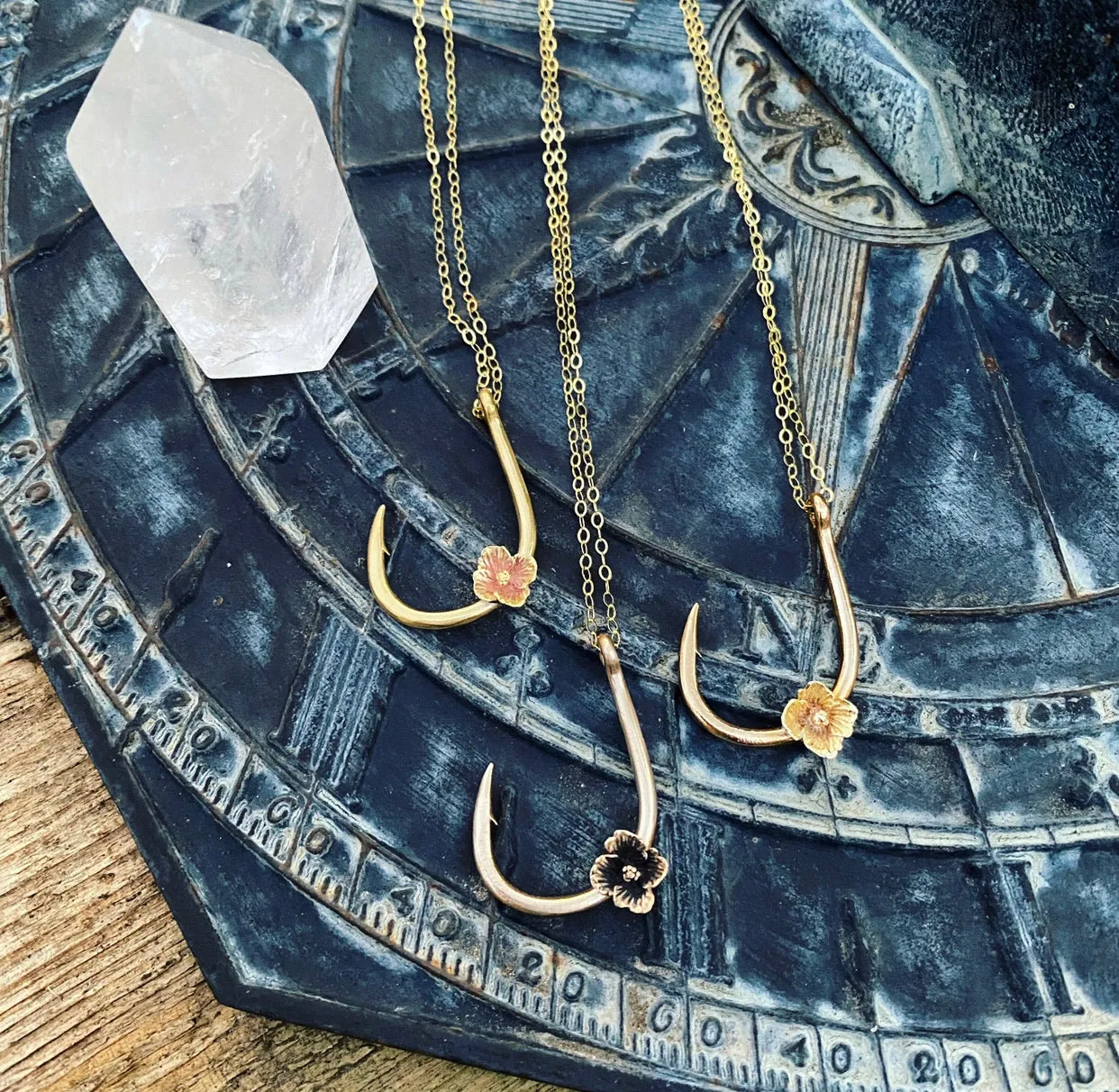 Tuna Hook Necklace with a Cosmo Flower