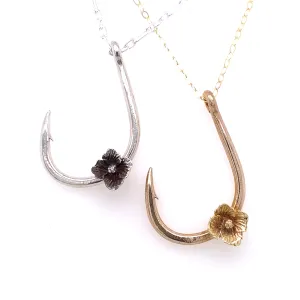 Tuna Hook Necklace with a Cosmo Flower