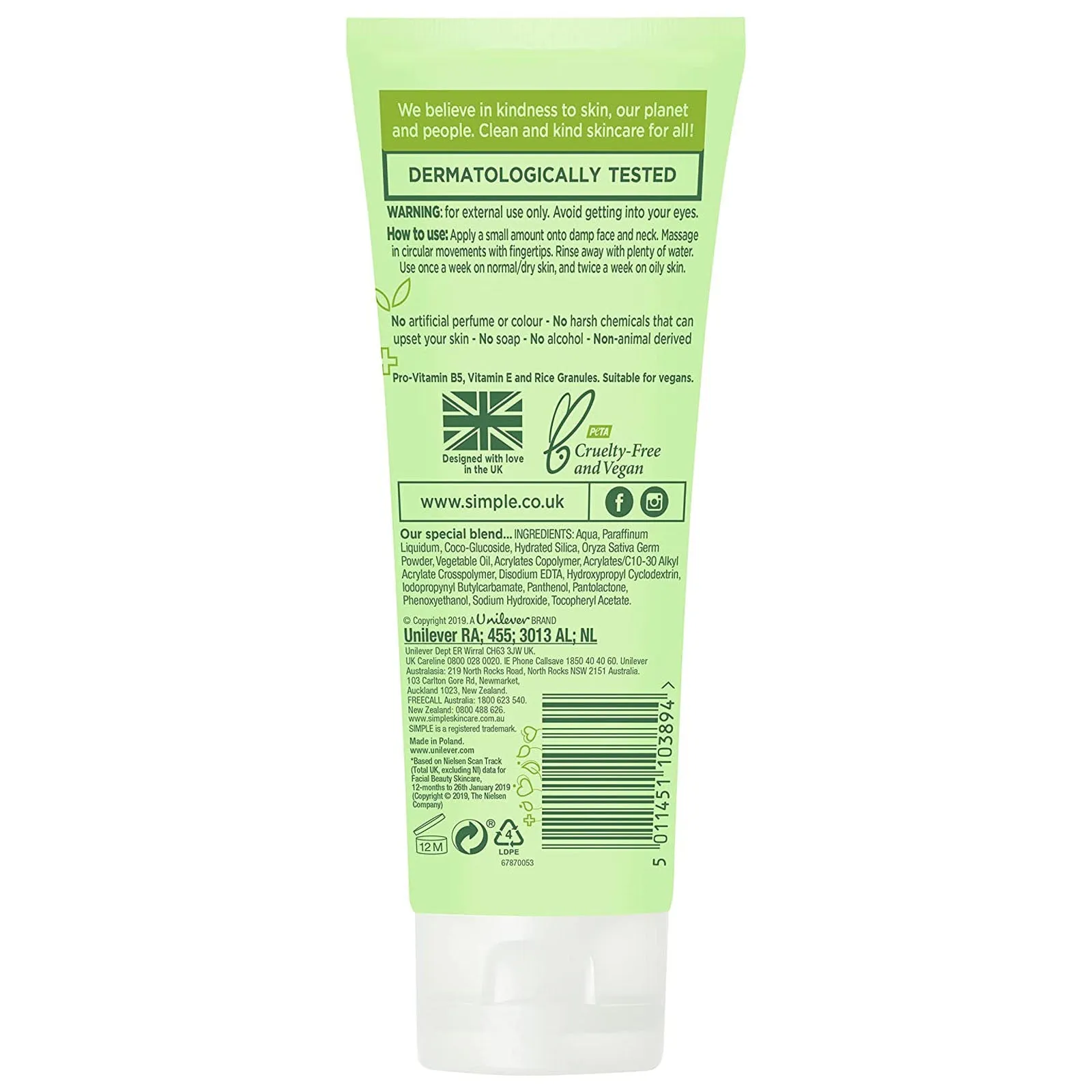 Tẩy Tế Bào Chết Simple Kind To Skin Smoothing Facial Scrub 75ml