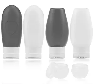 Urvoix Travel Bottles, Travel Size Containers - 3 oz Leakproof Silicone Refillable Squeezable Tube with TSA Quart Bag for Shampoo Conditioner Lotion Hand Sanitizer(4 Pack)