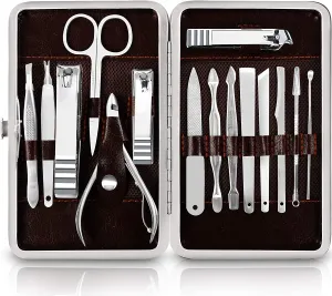 Utopia Care - 15-Piece Manicure Set for Women Men Nail Clippers Stainless Steel Manicure Kit - Portable Travel Grooming Kit - Facial, Cuticle and Nail Care