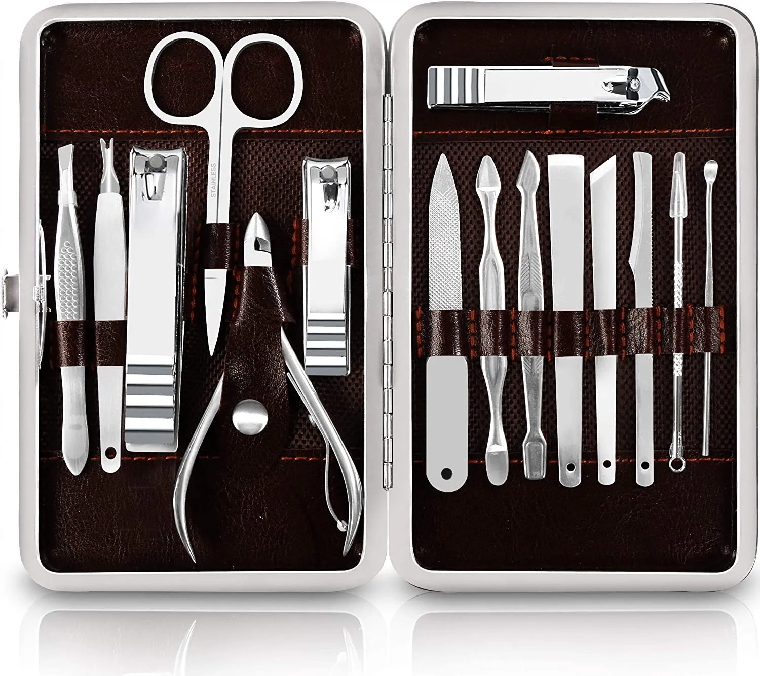 Utopia Care - 15-Piece Manicure Set for Women Men Nail Clippers Stainless Steel Manicure Kit - Portable Travel Grooming Kit - Facial, Cuticle and Nail Care
