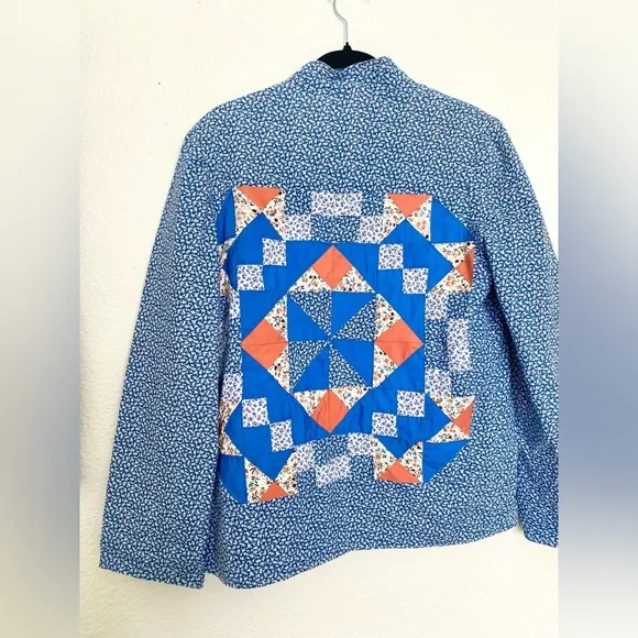 Vintage 70s Handmade Patchwork Calico Ditsy Floral Jacket