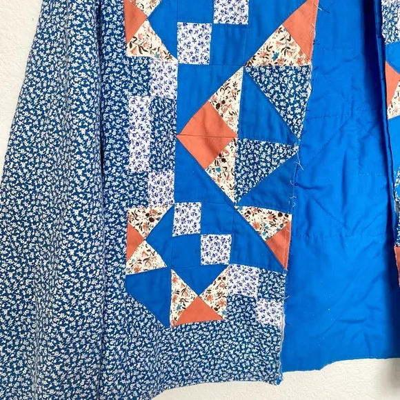 Vintage 70s Handmade Patchwork Calico Ditsy Floral Jacket