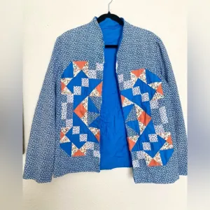Vintage 70s Handmade Patchwork Calico Ditsy Floral Jacket
