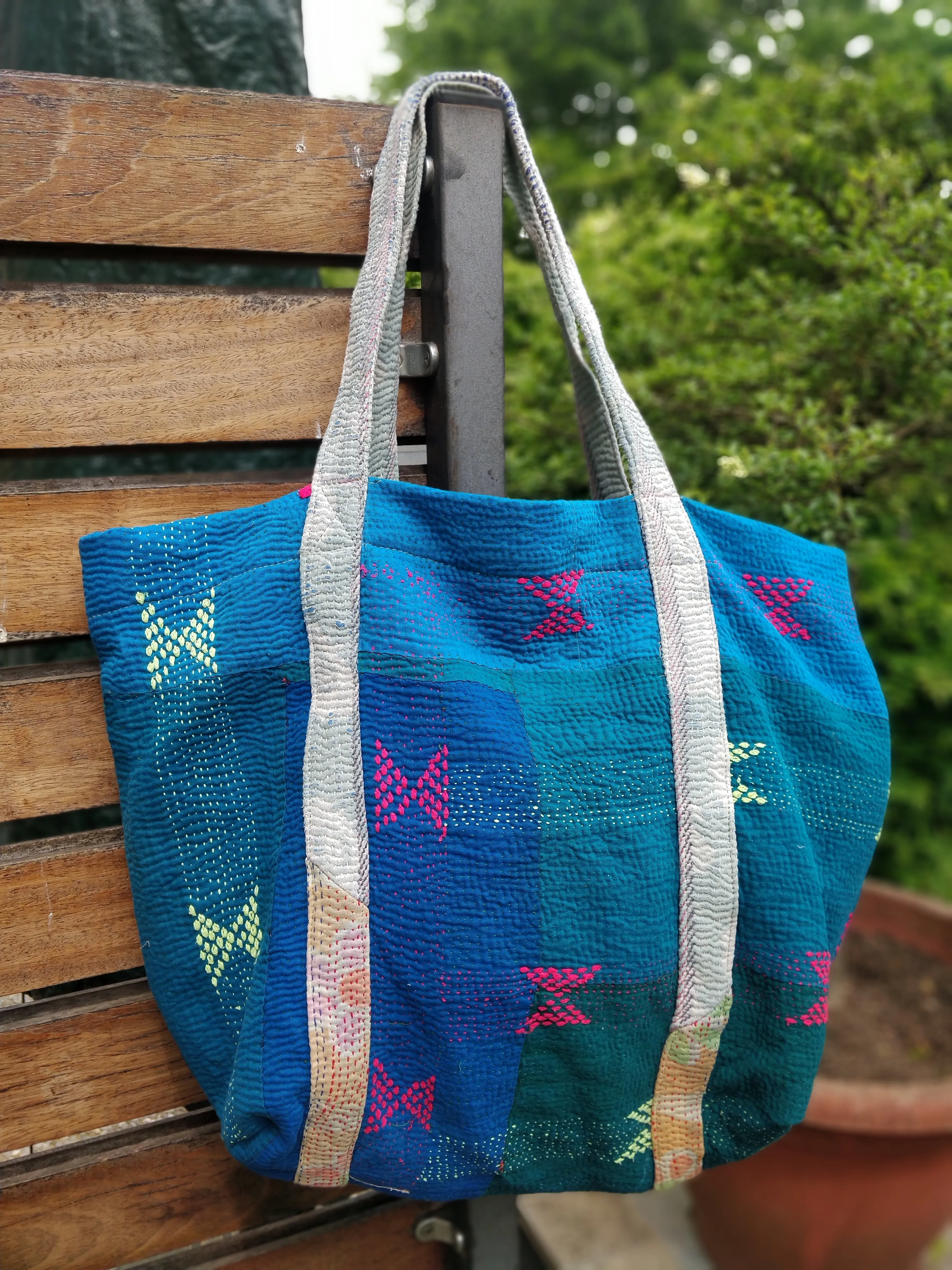 Vintage Kantha Shopping Bag
