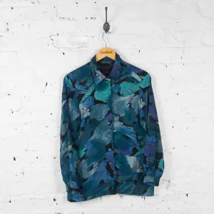 Vintage Patterned Party Shirt - Blue/Green - S