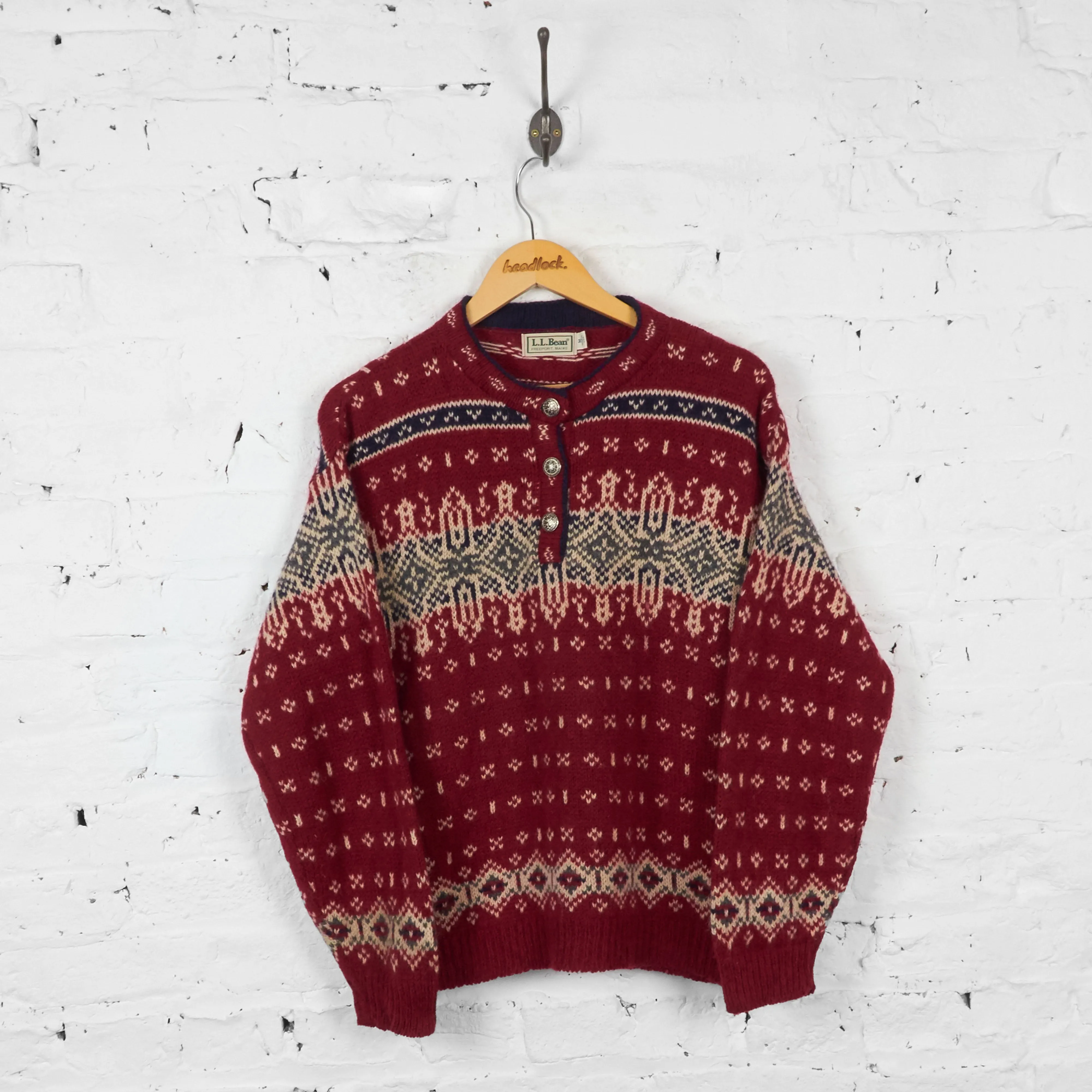 Vintage Women's Patterned L.L Bean Jumper - Red - M