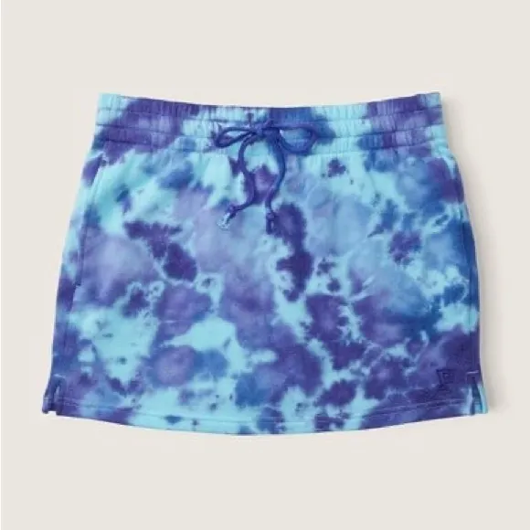Vs Victoria's Secret Pink High Waist Fleece Skirt Batik Blue Breeze Tie Dye XL