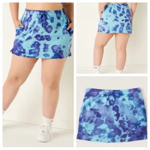 Vs Victoria's Secret Pink High Waist Fleece Skirt Batik Blue Breeze Tie Dye XL
