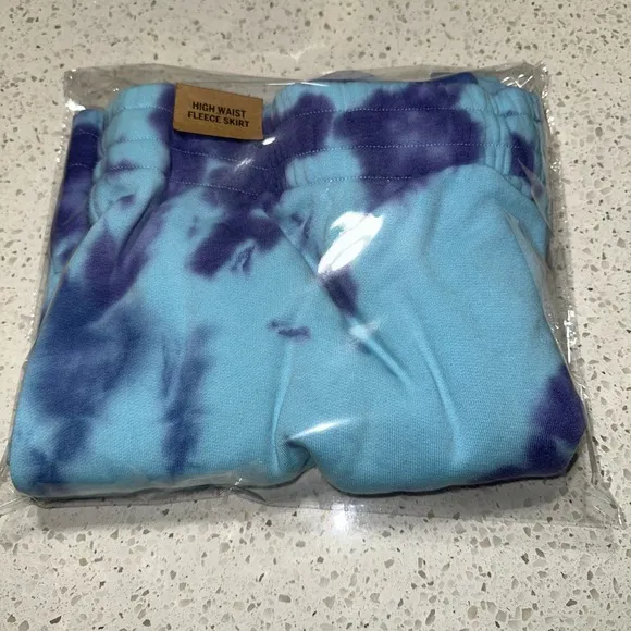 Vs Victoria's Secret Pink High Waist Fleece Skirt Batik Blue Breeze Tie Dye XL