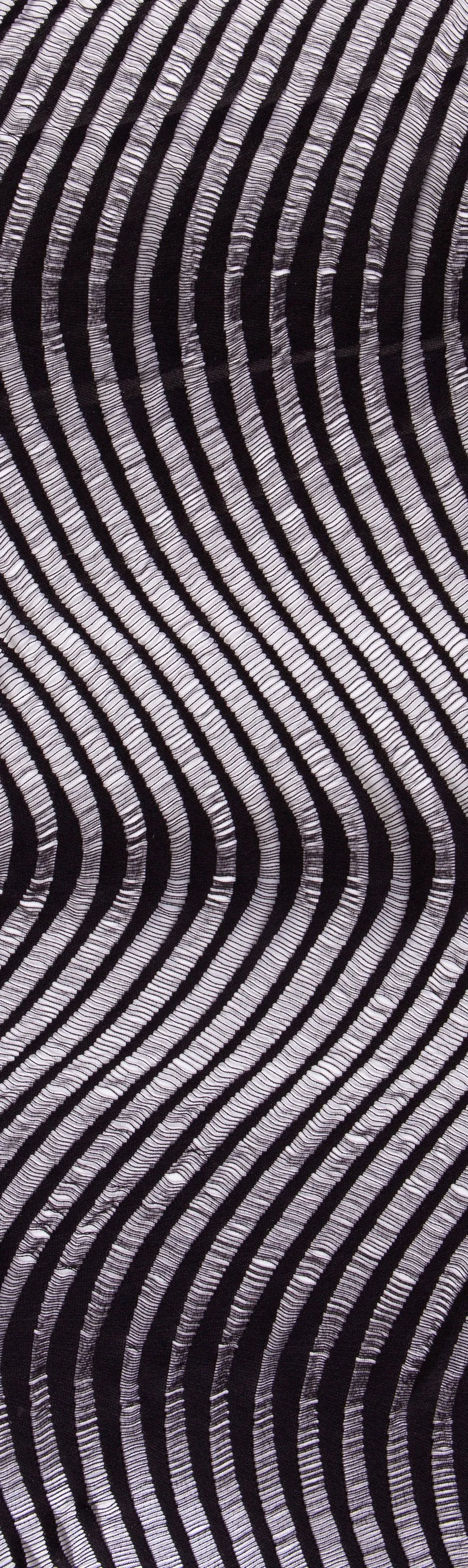 Wave Patterned Black Lace Fabric