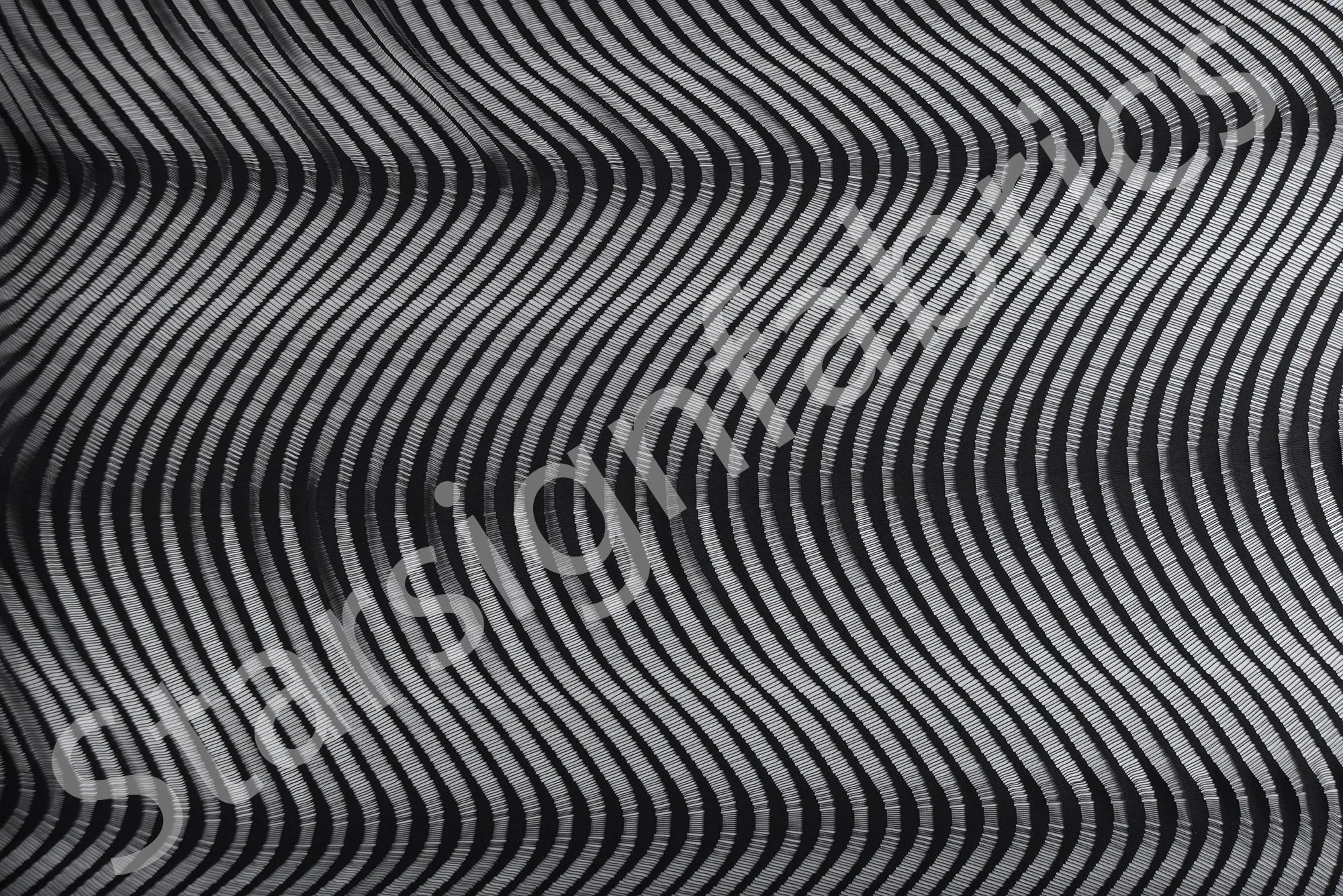 Wave Patterned Black Lace Fabric